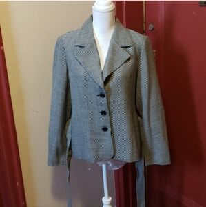 Talbot's Ladies Black/Gray Stripe Longsleeve Button Front Jacket/Blazer Size 12